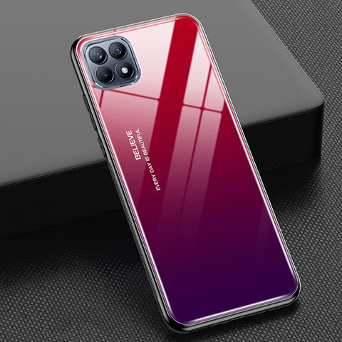 Carcasa Bumper Funda Silicona Espejo Gradiente Arco iris M01 para Oppo Reno4 SE 5G Rojo