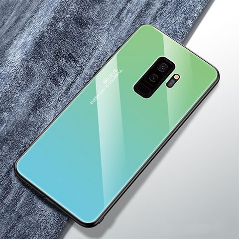 Carcasa Bumper Funda Silicona Espejo Gradiente Arco iris M01 para Samsung Galaxy S9 Plus Verde