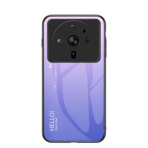 Carcasa Bumper Funda Silicona Espejo Gradiente Arco iris M01 para Xiaomi Mi 12 Ultra 5G Purpura Claro