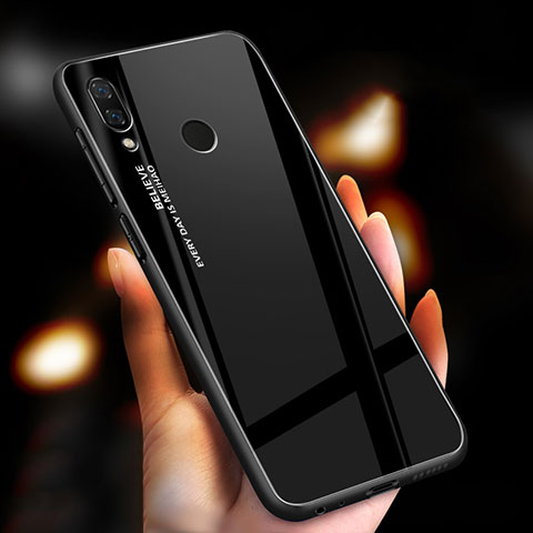 Carcasa Bumper Funda Silicona Espejo Gradiente Arco iris M01 para Xiaomi Redmi Note 7 Pro Negro