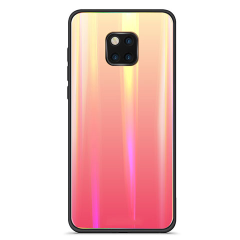 Carcasa Bumper Funda Silicona Espejo Gradiente Arco iris M02 para Huawei Mate 20 Pro Rojo