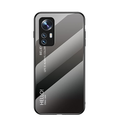 Carcasa Bumper Funda Silicona Espejo Gradiente Arco iris M02 para Xiaomi Mi 12 5G Gris