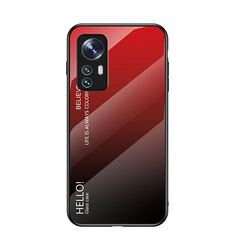Carcasa Bumper Funda Silicona Espejo Gradiente Arco iris M02 para Xiaomi Mi 12X 5G Rojo