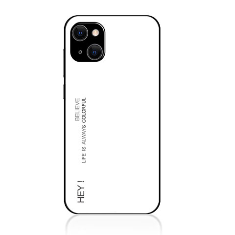 Carcasa Bumper Funda Silicona Espejo Gradiente Arco iris para Apple iPhone 14 Plus Blanco