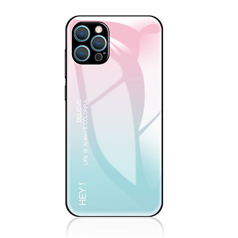 Carcasa Bumper Funda Silicona Espejo Gradiente Arco iris para Apple iPhone 14 Pro Cian