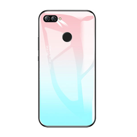 Carcasa Bumper Funda Silicona Espejo Gradiente Arco iris para Huawei Enjoy 7S Azul Cielo