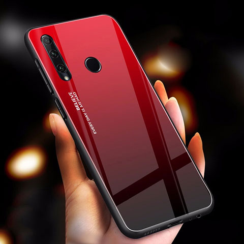 Carcasa Bumper Funda Silicona Espejo Gradiente Arco iris para Huawei Enjoy 9s Rojo