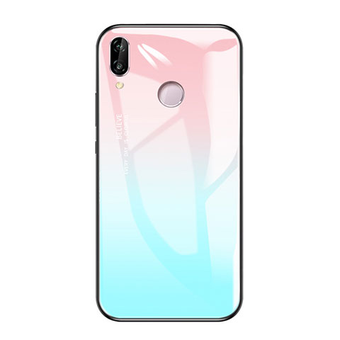 Carcasa Bumper Funda Silicona Espejo Gradiente Arco iris para Huawei Honor Play Azul Cielo