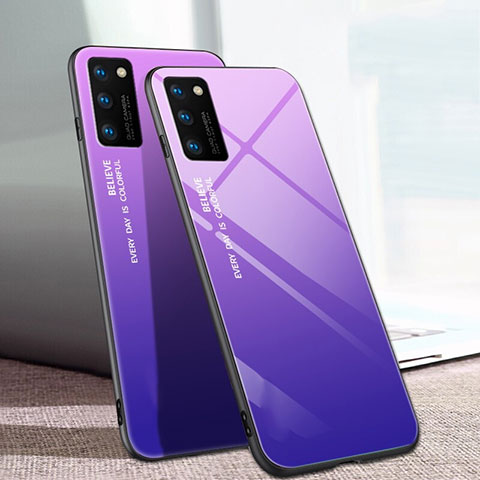Carcasa Bumper Funda Silicona Espejo Gradiente Arco iris para Huawei Honor V30 Pro 5G Morado