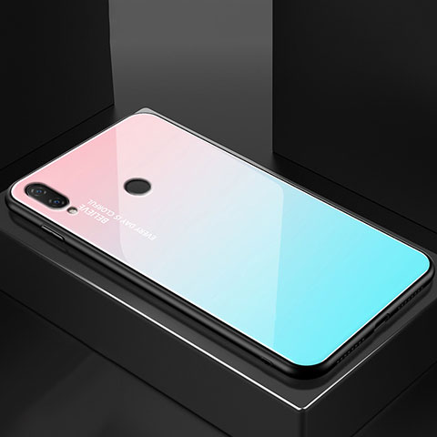 Carcasa Bumper Funda Silicona Espejo Gradiente Arco iris para Huawei Nova 3e Cian