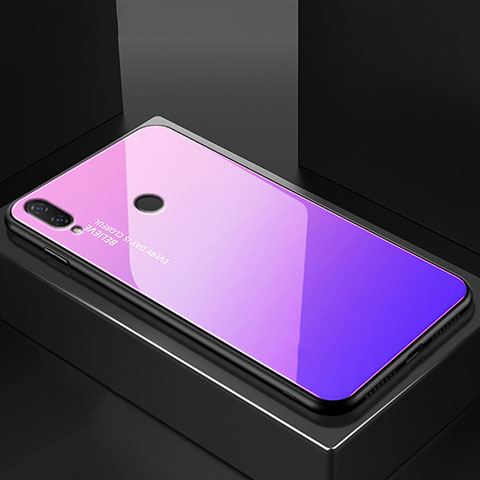 Carcasa Bumper Funda Silicona Espejo Gradiente Arco iris para Huawei Nova 3e Morado