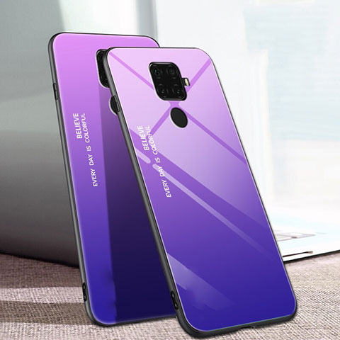 Carcasa Bumper Funda Silicona Espejo Gradiente Arco iris para Huawei Nova 5z Morado