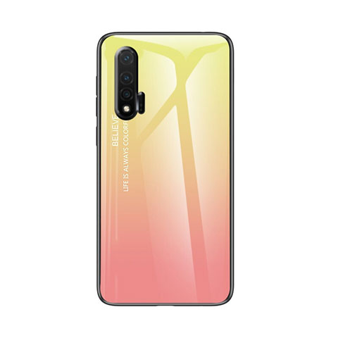 Carcasa Bumper Funda Silicona Espejo Gradiente Arco iris para Huawei Nova 6 5G Amarillo