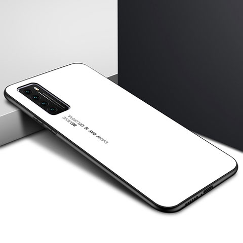 Carcasa Bumper Funda Silicona Espejo Gradiente Arco iris para Huawei Nova 7 5G Blanco