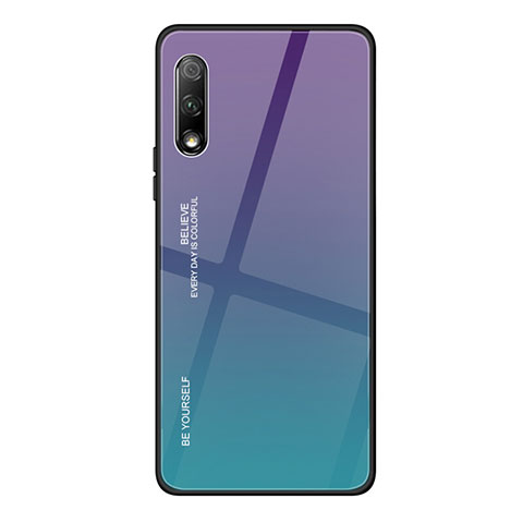 Carcasa Bumper Funda Silicona Espejo Gradiente Arco iris para Huawei P Smart Z (2019) Morado