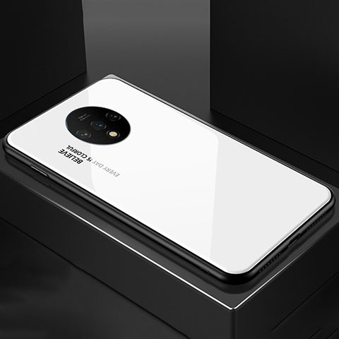 Carcasa Bumper Funda Silicona Espejo Gradiente Arco iris para OnePlus 7T Blanco