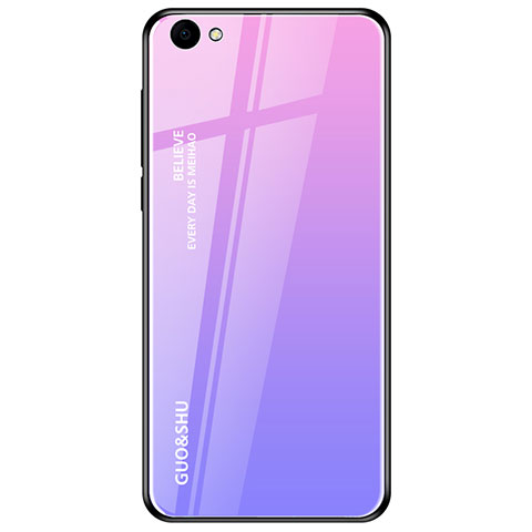 Carcasa Bumper Funda Silicona Espejo Gradiente Arco iris para Oppo A3 Morado