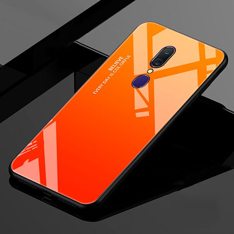 Carcasa Bumper Funda Silicona Espejo Gradiente Arco iris para Oppo A9 Naranja