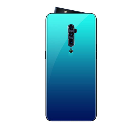 Carcasa Bumper Funda Silicona Espejo Gradiente Arco iris para Oppo Reno 10X Zoom Azul Cielo