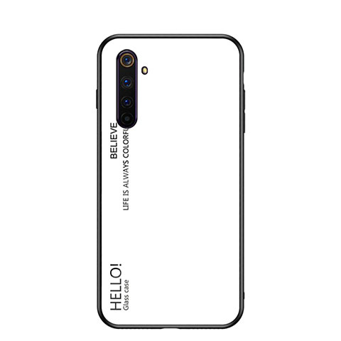 Carcasa Bumper Funda Silicona Espejo Gradiente Arco iris para Realme 6 Blanco