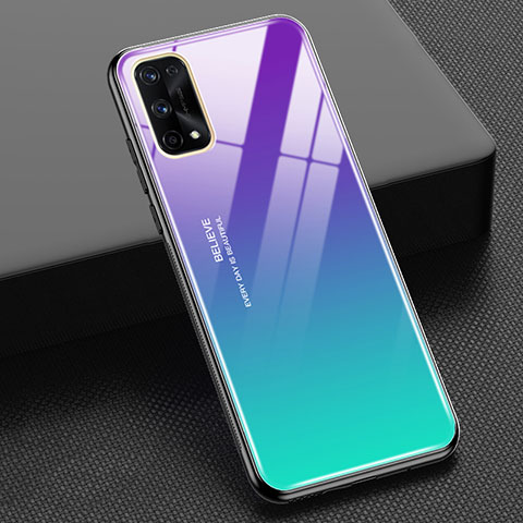 Carcasa Bumper Funda Silicona Espejo Gradiente Arco iris para Realme X7 Pro 5G Morado