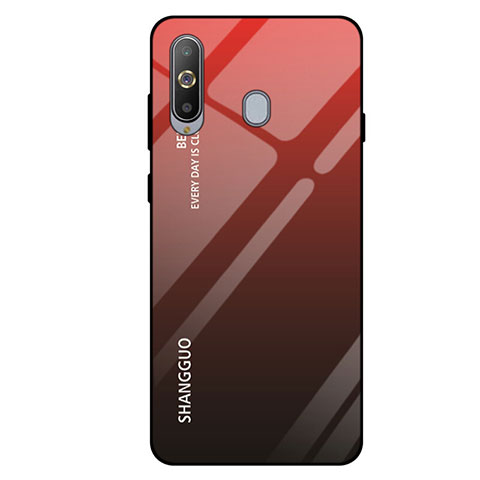 Carcasa Bumper Funda Silicona Espejo Gradiente Arco iris para Samsung Galaxy A8s SM-G8870 Rojo