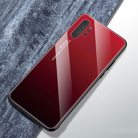 Carcasa Bumper Funda Silicona Espejo Gradiente Arco iris para Samsung Galaxy Note 10 Plus Rojo
