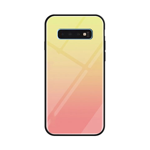 Carcasa Bumper Funda Silicona Espejo Gradiente Arco iris para Samsung Galaxy S10 5G Amarillo