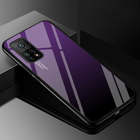 Carcasa Bumper Funda Silicona Espejo Gradiente Arco iris para Xiaomi Mi 10T 5G Morado