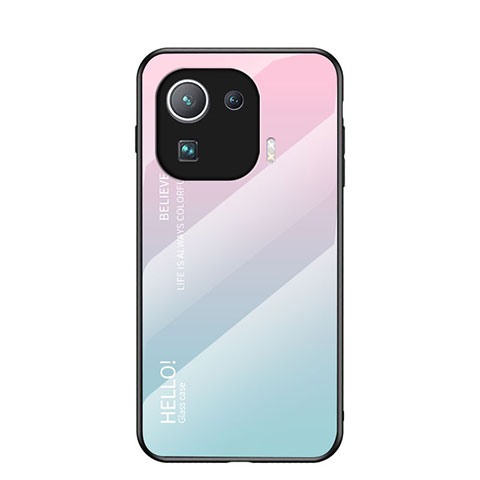 Carcasa Bumper Funda Silicona Espejo Gradiente Arco iris para Xiaomi Mi 11 Pro 5G Cian