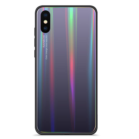 Carcasa Bumper Funda Silicona Espejo Gradiente Arco iris para Xiaomi Mi 8 Explorer Gris