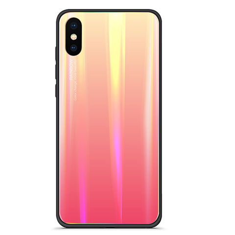 Carcasa Bumper Funda Silicona Espejo Gradiente Arco iris para Xiaomi Mi 8 Explorer Rojo