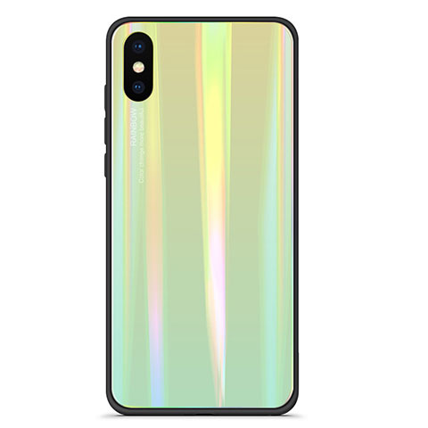 Carcasa Bumper Funda Silicona Espejo Gradiente Arco iris para Xiaomi Mi 8 Explorer Verde