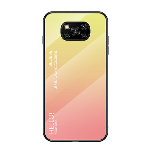 Carcasa Bumper Funda Silicona Espejo Gradiente Arco iris para Xiaomi Poco X3 Amarillo