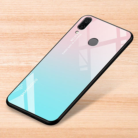 Carcasa Bumper Funda Silicona Espejo Gradiente Arco iris para Xiaomi Redmi Note 7 Pro Azul Cielo