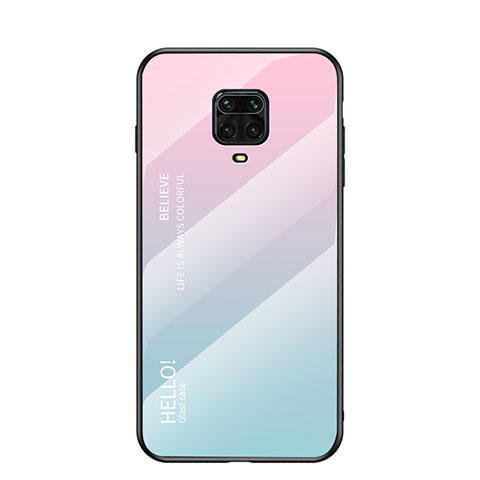 Carcasa Bumper Funda Silicona Espejo Gradiente Arco iris para Xiaomi Redmi Note 9 Pro Max Cian