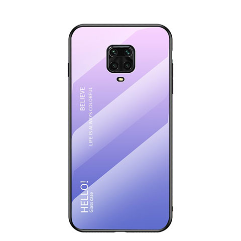 Carcasa Bumper Funda Silicona Espejo Gradiente Arco iris para Xiaomi Redmi Note 9S Morado