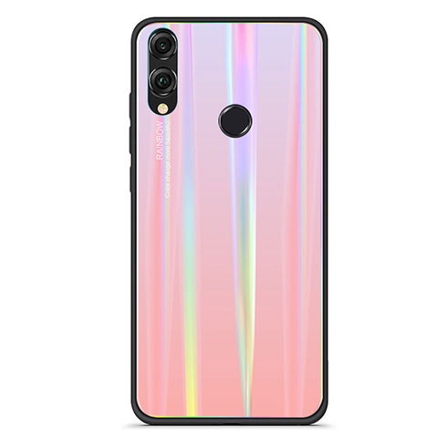 Carcasa Bumper Funda Silicona Espejo Gradiente Arco iris R01 para Huawei Honor 8X Oro Rosa