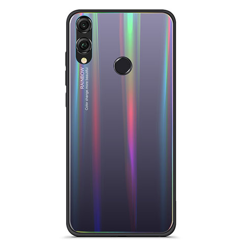 Carcasa Bumper Funda Silicona Espejo Gradiente Arco iris R01 para Huawei Honor View 10 Lite Negro