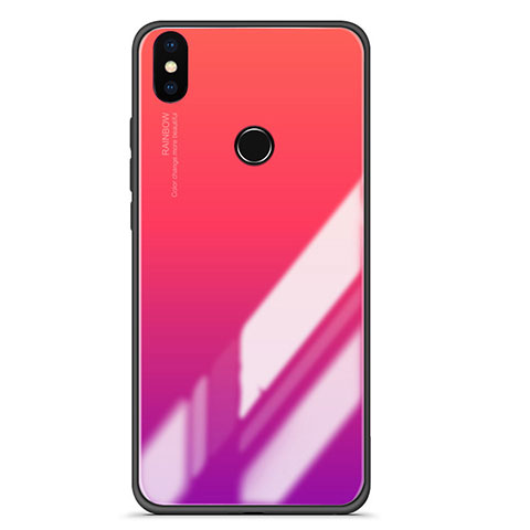 Carcasa Bumper Funda Silicona Espejo Gradiente para Xiaomi Mi A2 Rosa Roja