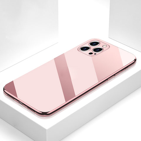 Carcasa Bumper Funda Silicona Espejo M05 para Apple iPhone 15 Pro Oro Rosa