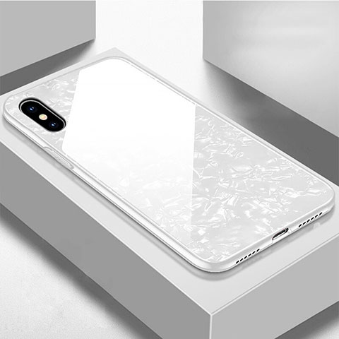 Carcasa Bumper Funda Silicona Espejo para Apple iPhone X Blanco