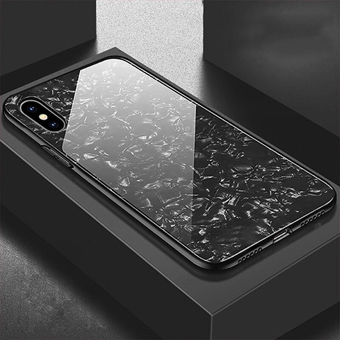 Carcasa Bumper Funda Silicona Espejo para Apple iPhone X Negro