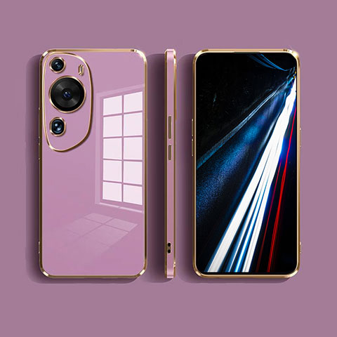 Carcasa Bumper Funda Silicona Espejo para Huawei P60 Art Purpura Claro