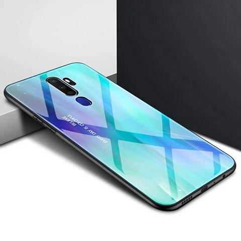 Carcasa Bumper Funda Silicona Espejo para Oppo A5 (2020) Cian