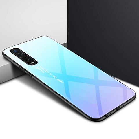 Carcasa Bumper Funda Silicona Espejo para Oppo Find X2 Azul Cielo