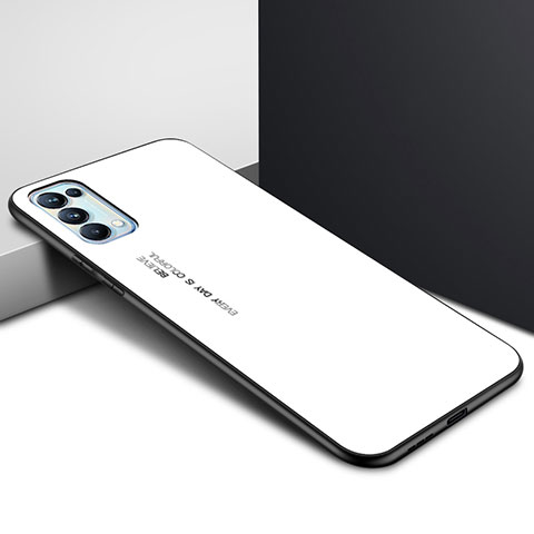 Carcasa Bumper Funda Silicona Espejo para Oppo Reno5 Pro 5G Blanco