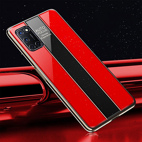 Carcasa Bumper Funda Silicona Espejo T01 para Oppo A52 Rojo