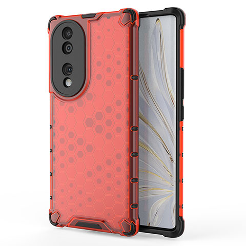 Carcasa Bumper Funda Silicona Transparente 360 Grados AM1 para Huawei Honor 70 5G Rojo