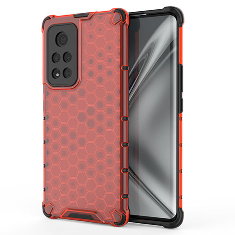 Carcasa Bumper Funda Silicona Transparente 360 Grados AM1 para Huawei Honor V40 5G Rojo